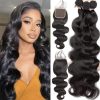Human Hair Blend Wigs 4x4 Closure